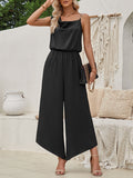 Momentlover Elasticity Chains Asymmetric Wide Leg Sleeveless Asymmetric Collar Jumpsuits