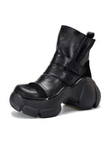 Momentlover Round-Toe Hook&Loop Platform Boots
