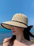 Momentlover Wide Side Bowknot Belly-Hollow Sun-protection Hats&Caps