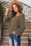 Momentlover Cable Knit V-Neck Sweater
