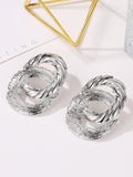 Momentlover Solid Color Hollow Geometric Drop Earrings