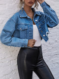 Long Sleeves Fringed Pockets Split-Joint Lapel Jackets