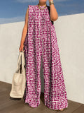 momentlover Urban Sleeveless Loose Printed Wide Leg Jumpsuits
