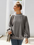 Momentlover Mock Neck Dropped Shoulder Sweatshirt