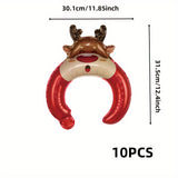 10pcs Christmas Headwear Foil Balloons - Festive Party & Holiday Decorations, Perfect for Photo Booths & Shopping Mall Displays