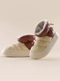 Momentlover Casual Non-Slip Keep Warm Water Velvet Proof Contrast Color Booties