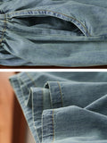 Momentlover Artistic Retro Loose Wide Legs Elasticity Jean Pants