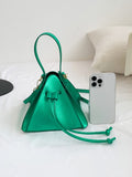 Momentlover Split-Joint Solid Color Drawstring Triangle Handbags