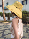 Momentlover Casual Solid Sun-Protection Large Wide Brim Bucket Hat
