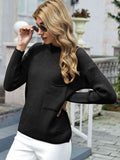 Momentlover Round Neck Dropped Shoulder Sweater with Pocket