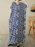 Momentlover Floral Printed Short Sleeves Loose V-Neck Maxi Dresses