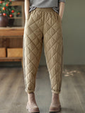 Momentlover Casual Loose Quilted Solid Color Padded Harem Pants