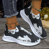 themeisles - Black Casual Patchwork Printing Round Comfortable Out Door Shoes