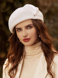 Momentlover Vintage Wool Solid Color Beret Hat