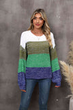 Momentlover Color Block Round Neck Dropped Shoulder Sweater