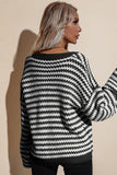 Momentlover Striped Dropped Shoulder Sweater