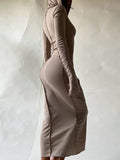 Momentlover Split-Joint Solid Color Skinny Plus Size Hooded Maxi Dresses