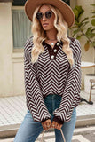 Momentlover Striped Collared Neck Buttoned Pullover Sweater