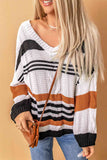 Momentlover Cable Knit V-Neck Sweater