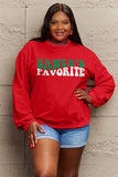 Momentlover Simply Love Full Size SANTA'S FAVORITE Round Neck Sweatshirt