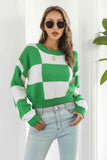 Momentlover Color Block Round Neck Dropped Shoulder Sweater