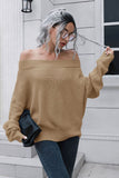 Momentlover Off-Shoulder Ribbed Long Sleeve Pullover Sweater