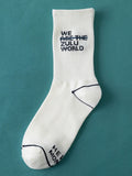 momentlover Simple Letter Sports Cotton Socks