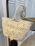 Momentlover Polka-Dot Hollow Contrast Color Handbags