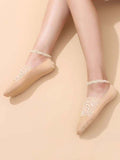 momentlover Casual Split-Joint Lace With Beads Socks Accessories