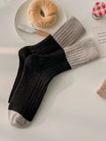 momentlover Pleated Elasticity Contrast Color Socks