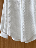 Momentlover Simple Loose Long Sleeves Buttoned Solid Color Textured Lapel Collar Blouses&Shirts Tops