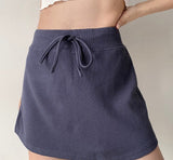 themeisles - Waffle Drawstring Skirt