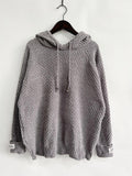 Momentlover Drawstring Long Sleeve  Hooded Sweater