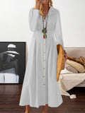 Momentlover Long Sleeves Loose Pleated Lapel Midi Dresses Shirt Dress