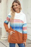Momentlover Drawstring Color Block Hoodie with Pockets
