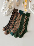 momentlover Stylish Selection Skinny Leg Checkered Socks Accessories