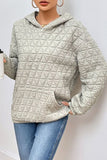 Momentlover Quilted Long Sleeve Hoodie with Pocket