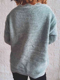 Momentlover Notched Dropped Shoulder Long Sleeve Sweater