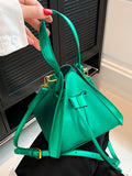 Momentlover Split-Joint Solid Color Drawstring Triangle Handbags