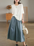 Momentlover Artistic Retro Loose Wide Legs Elasticity Jean Pants