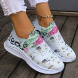 themeisles - White Casual Patchwork Printing Round Mesh Breathable Comfortable Out Door Shoes