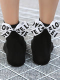momentlover Tide Letter Bow Decoration Socks