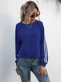 Momentlover Lace-Up Round Neck Long Sleeve Sweatshirt