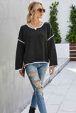 Momentlover Round Neck Dropped Shoulder Sweater