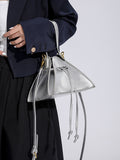 Momentlover Split-Joint Solid Color Drawstring Triangle Handbags