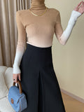 Momentlover Gradient Skinny Long Sleeves High-Neck Sweater Tops Pullovers