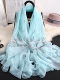Momentlover Artistic Retro Floral Printed Sun-Protection Silk Scarf