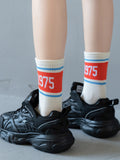 momentlover Simple Letter Sports Cotton Socks