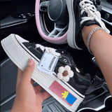 themeisles - Black Casual Daily Patchwork Frenulum Contrast Round Comfortable Out Door Shoes