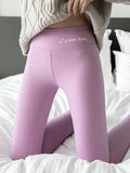 Momentlover Casual Skinny Leg Keep Warm Solid Color Leggings